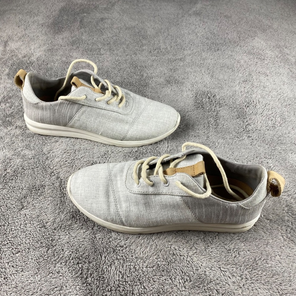 TOMS Cabrillo Sneakers Drizzle Chambray Lace Up Womens Size 8 Gray
